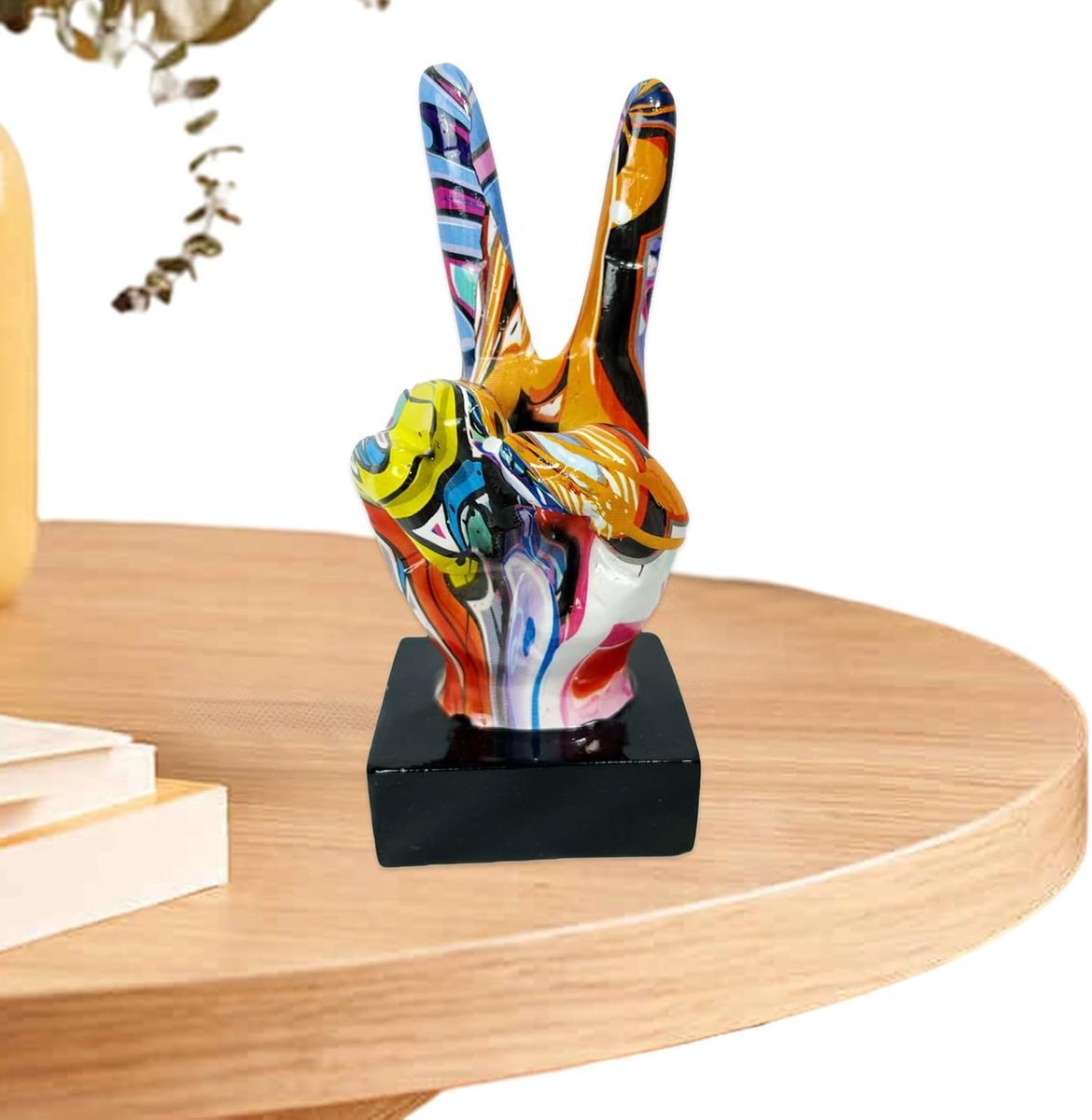 Kleurrijk abstract handbeeld voor woonkamer decoratie - 219 x 219 mm