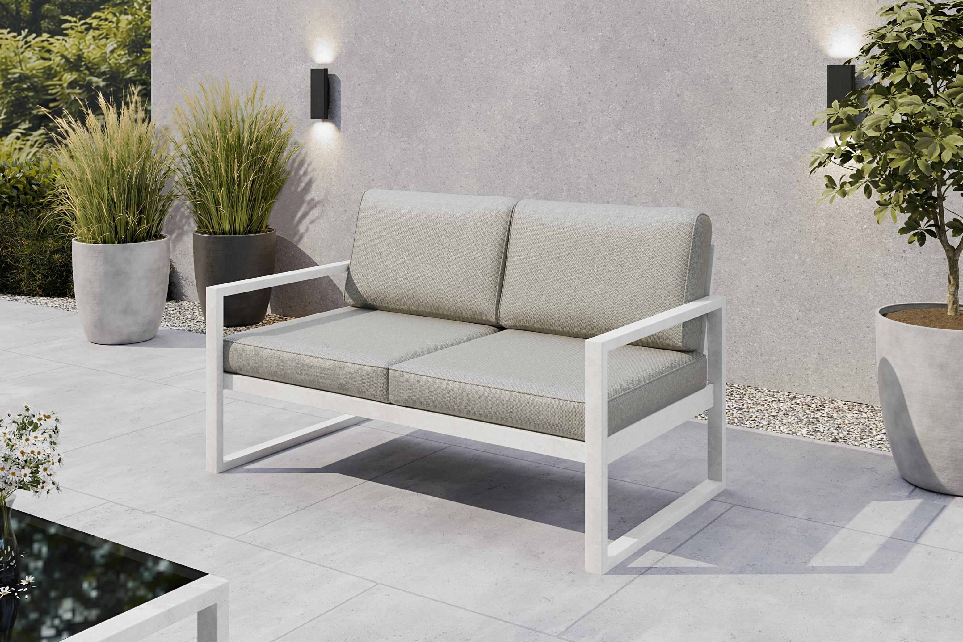 SOLAR 2-Sitzer Garten-Loungesofa - Metallgestell pulverbeschichtet - Loungesofa mit Komfortpolstern - Verschiedene Farben W/PB08