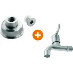 Berger & Schröter Berger & Schröter | Zapfhahn + Anschlussstück für Hahnaufsatz für Edelstahlkanister 20 L