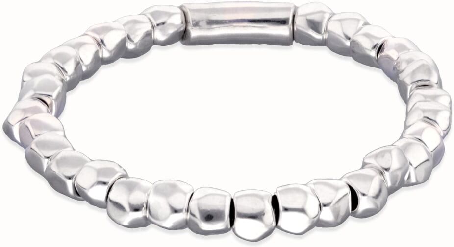 UNOde50 Pulsera elástica con cuentas bañadas en plata Plateado XXL