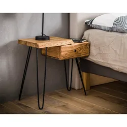 designline »Edge« Massivholz Beistelltisch Schublade rechts