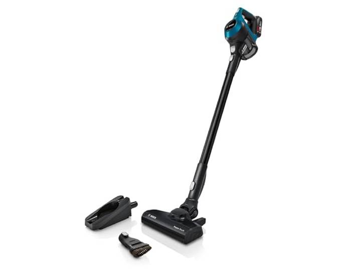 Bosch Akku-Staubsauger Unlimited Serie 6 BKS6111P, kabelloser Handstaubsauger, beutellos, leicht, Hygiene-Filter, 10 Jahre Motorgarantie, hohe Saugleistung, Lange Laufzeit, alle Bodenarten, blau