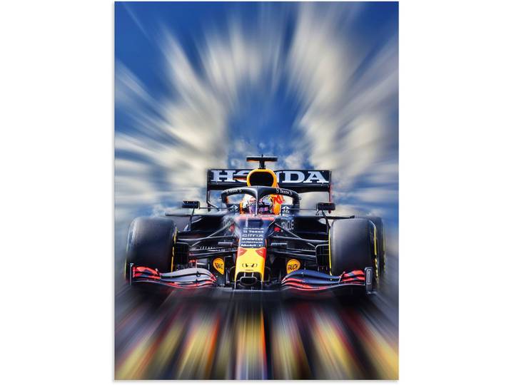Wandbild ARTLAND Max Verstappen - Weltmeister der Formel1 , blau (farbe bild(er): blau), B:45cm H:60cm, Bilder, Wandbild, als Alubild, Leinwandbild, Poster in verschied. Grössen