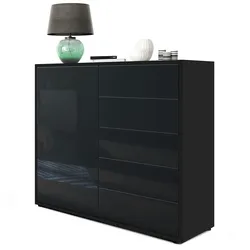 KOMMODE Ben Front in Schwarz Hochglanz