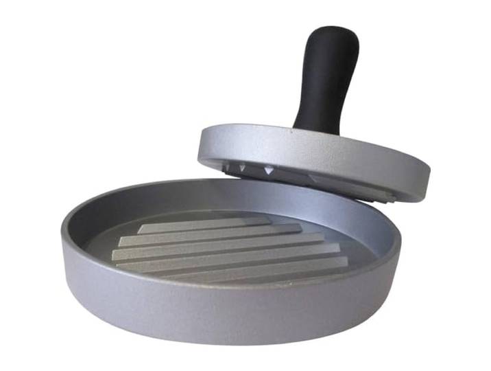 tepro Grillzubehör Burgerpresse aus Aluguss, antihaftbeschichtet mit Kunststoffgriff, Größe: ca. 12 cm Ø, 8564, Aluminium-grau