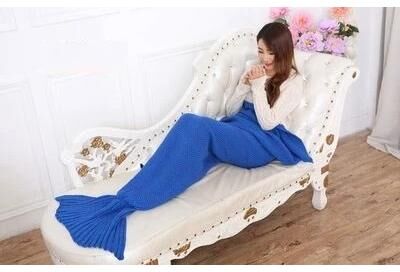 Playful Picks Handmade Mermaid Snuggle Blanket For Kids & Adults Blue