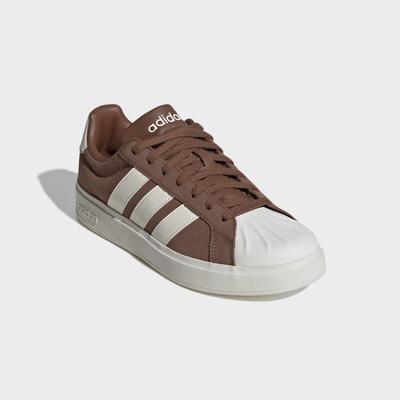 Sneaker ADIDAS SPORTSWEAR "STREETTALK", Damen, Gr. 41, braun (preloved braun, sanftes weiß, preloved braun), Leder, Schuhe Sneaker, inspiriert vom Design des adidas Superstar
