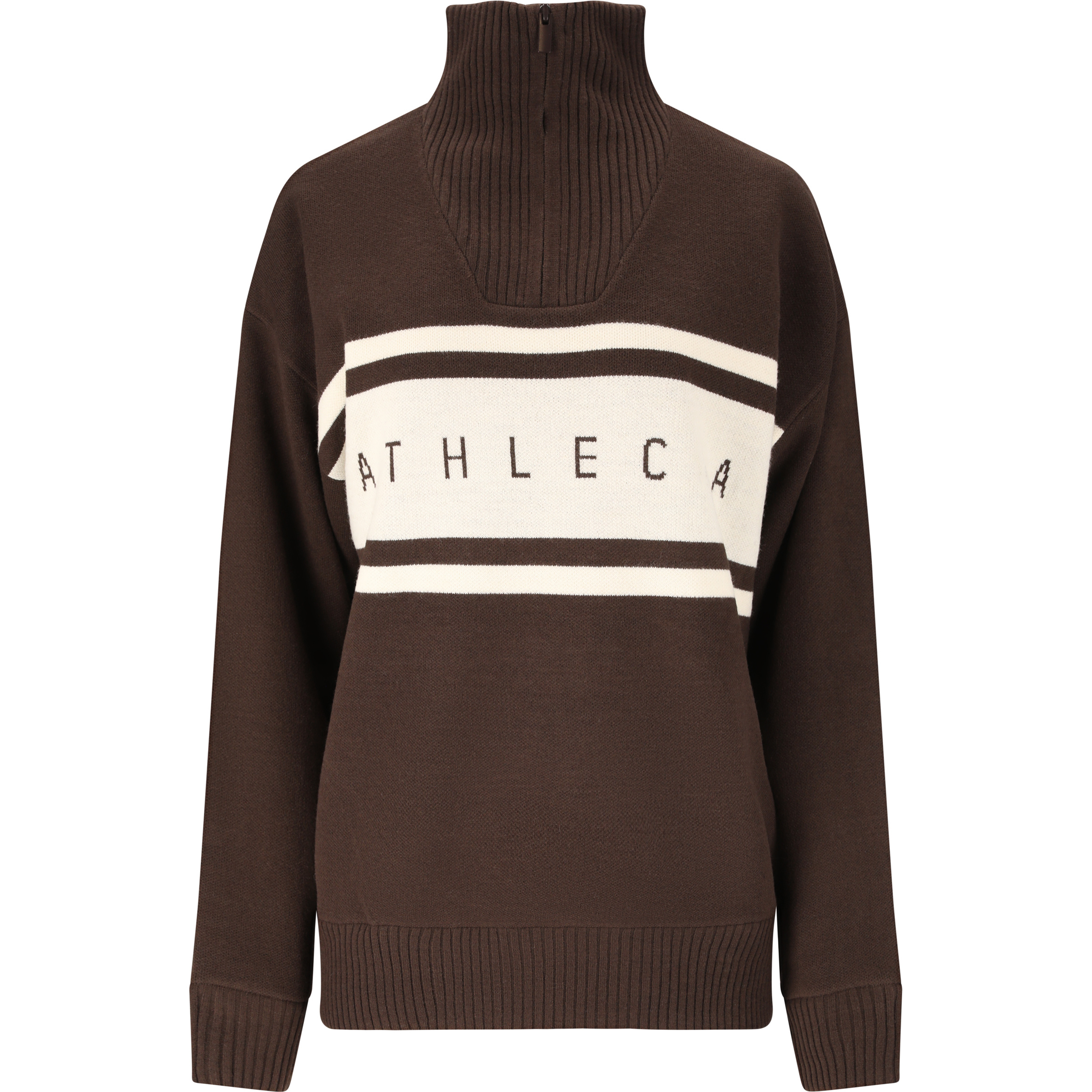 Athlecia Yiruma Knitted Half Zip Damen Pullover braun Größe L Yoga | Lifestyle Windabweisend