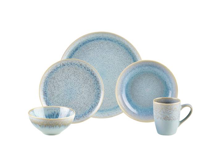 Novel Kombiservice, Blau, Keramik, 20-teilig, 360 ml, Lfgb, lebensmittelecht, Geschirr, Geschirr-Sets, Kombiservice