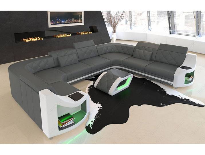 Mini Sofa Genua U-Form aus Leder
