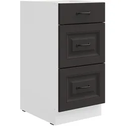 Küchen Unterschrank 40 cm Stilo Grau Vollauszug Soft-Close Küche Einbauküche