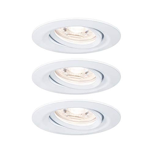 Paulmann Nova Mini LED inbouwspot Coin 3 stuks, rond en zwenkbaar, mat wit, warmwit 2700 K
