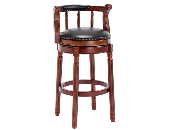 CozyRain Barhocker Modern Swivel Barstools,Küchentheke Echtes Leder gepolstert Insel Barhocker mit Fußstütze für Home Küche Esszimmer (Schwarz, Sitzhöhe 75cm)