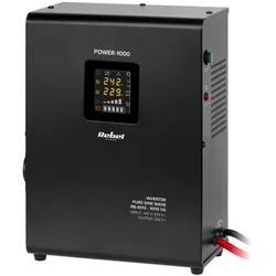 Rebel Wand-Notstromversorgung POWER-1000 – Wechselrichter mit reiner Sinuswelle und Ladefunktion 12V 230V (1000 VA, 700 W), USV