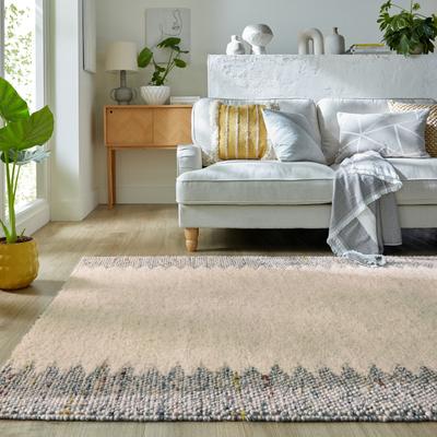Wollteppich FLAIR RUGS "Minerals Border", schwarz, B:160cm H:3mm L:230cm, Kunstfaser, Wolle, Teppiche, Wolle, Teppich mit Bordüre, Wohnzimmer, Schlafzimmer, Esszimmer