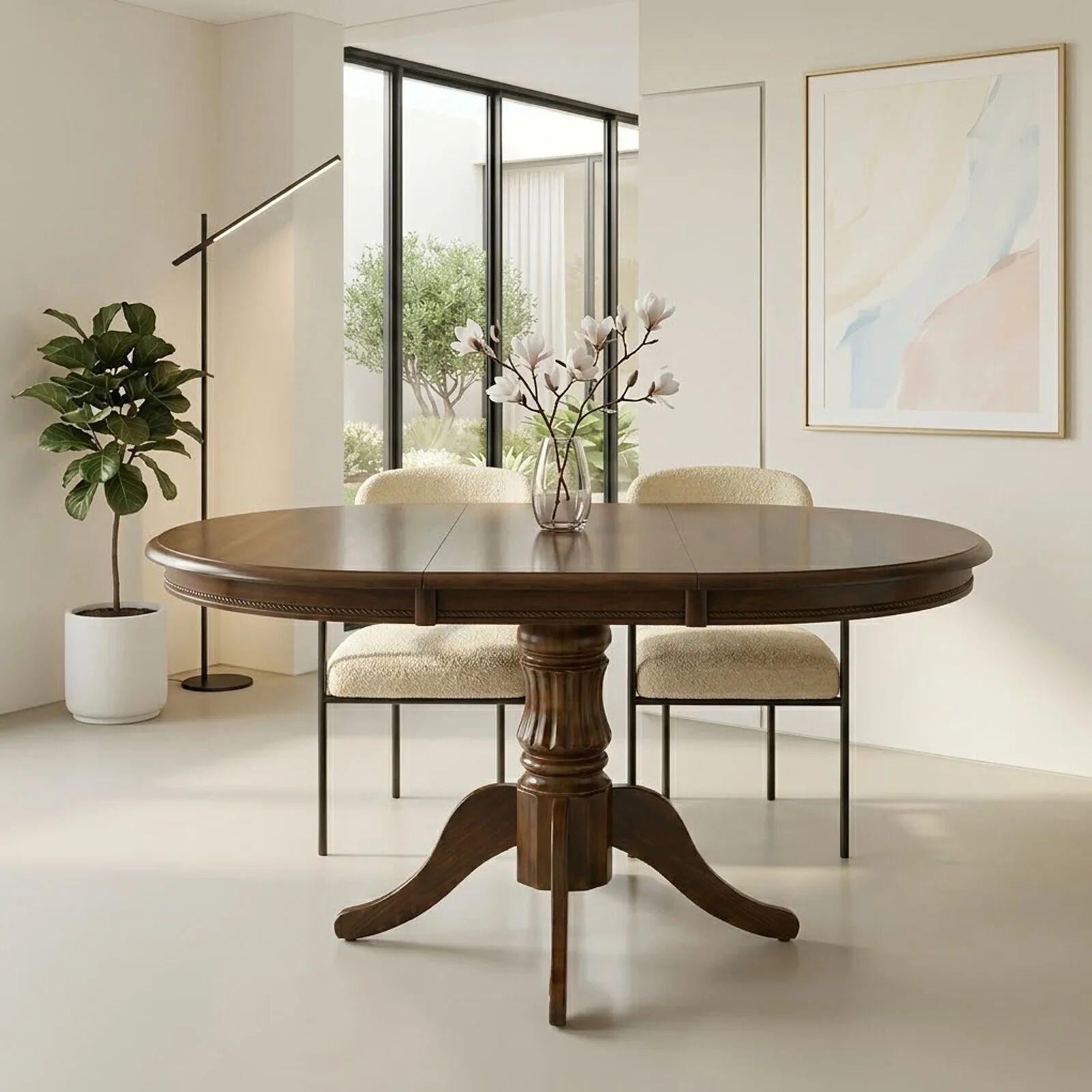 garneroarredamenti Tavolo da pranzo allungabile rotondo 90/124cm noce scuro Circle