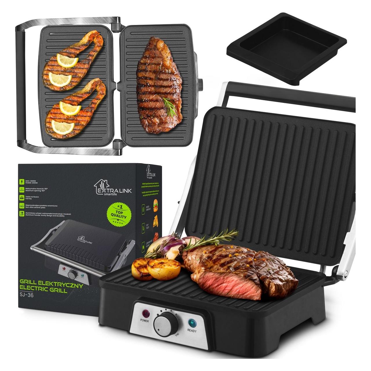 Extralink Smart Life Electric Grill SJ-36 | Grill elektryczny | 2000W Grill z regulacją temperatury (EX.36884)