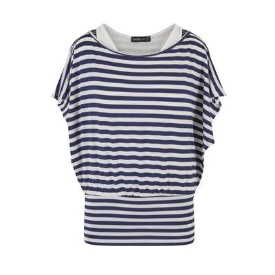 Langarmhemd CLOUD 5IVE "CLOUD 5IVE Damen", Damen, Gr. XS, US-Größen, schwarz-weiß (weiß, navy), 100% Viskose, Hemden