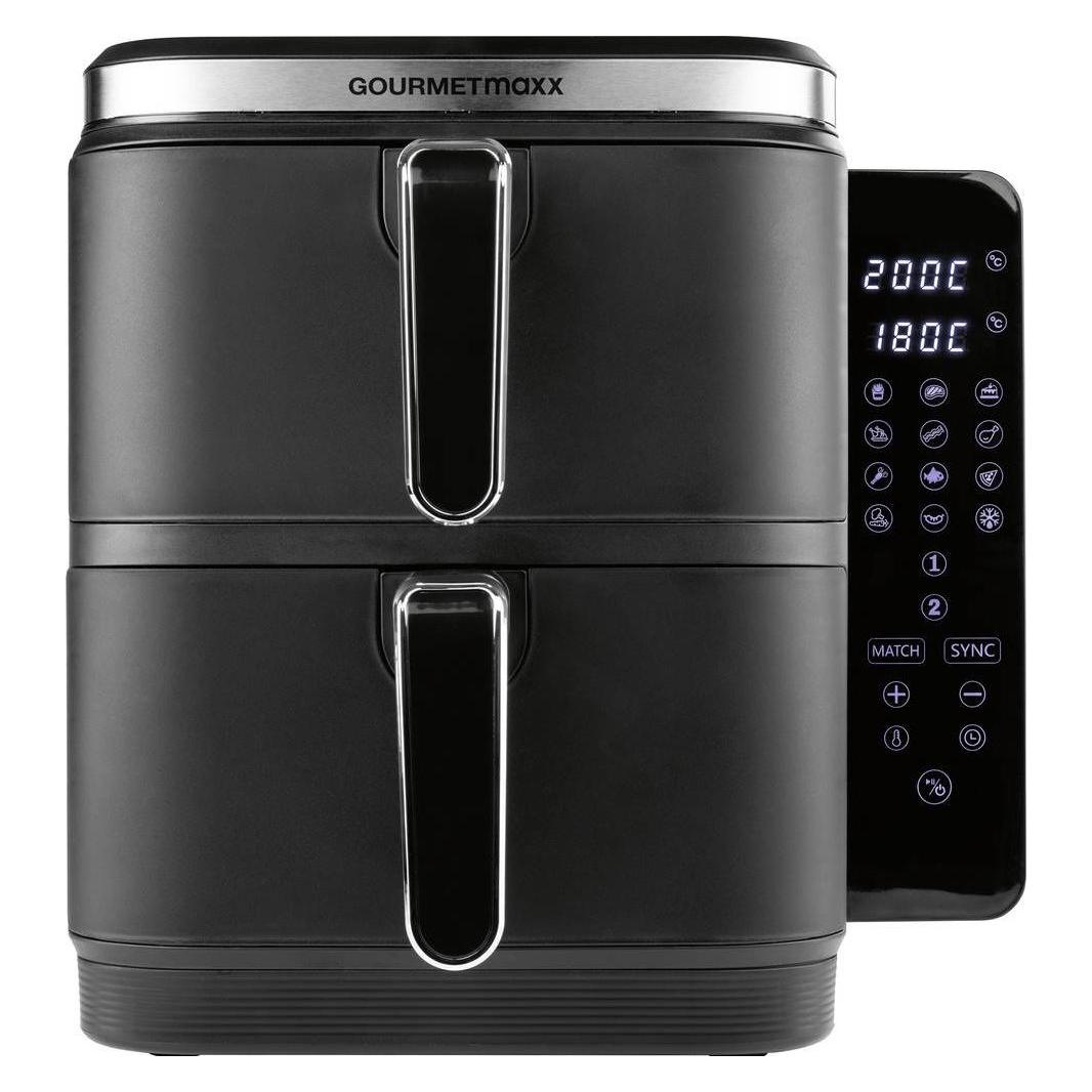 Gourmetmaxx 15305 Heissluft-Fritteuse 10 l 2800 W 2 getrennte Temperaturregler, A (10 l) (15305)