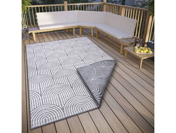 Outdoorteppich HANSE HOME Pangli, Wendeteppich , silber, B:120cm H:5mm L:170cm, Polypropylen (PP), Teppiche, Outdoorteppich, In-& Outdoor, Teppich, Wetterfest, Balkon, Garten, Wohnzimmer, Modern