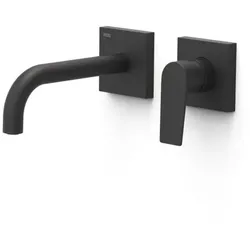 Tres Project-tres Fertigset Waschtisch-Wandarmatur 21130021NM Unterputz,180mm Auslauf, schwarz matt