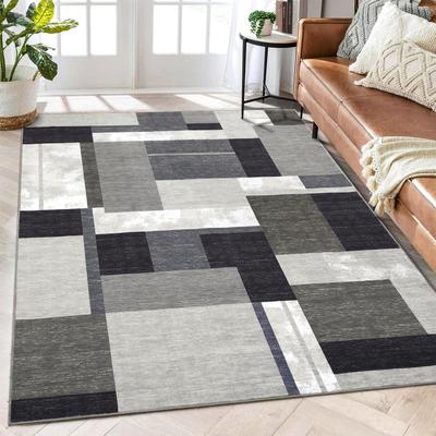 Garvee Modern Geometric Boxes Pattern Area Rug