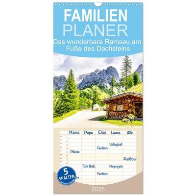 Familienplaner 2026 - Das wunderbare Ramsau am Fuße des Dachsteins mit 5 Spalten (Wandkalender, 21 x 45 cm) CALVENDO