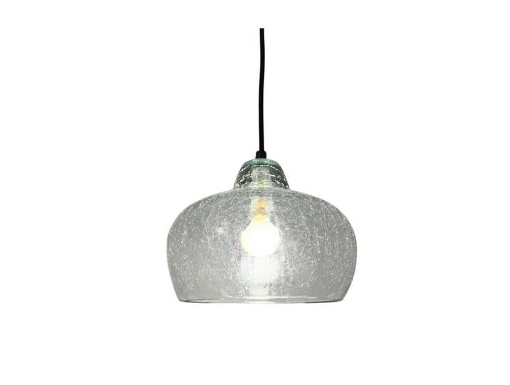 Suspension en verre soufflé craquelé fumé, d.21cm