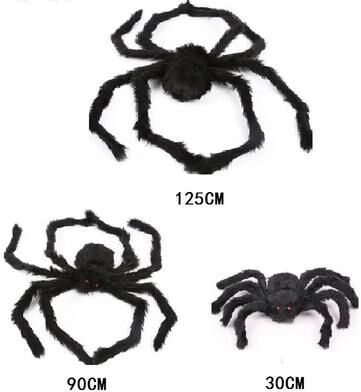 Uplifted Finds Giant Halloween Black Plush Spider & Web Set Outdoor Yard Prop 3pcs Spider a