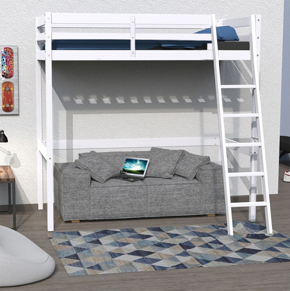 Hochbett STUDIO mit Lattenrost/ Hochbett 90x190 - Weiß