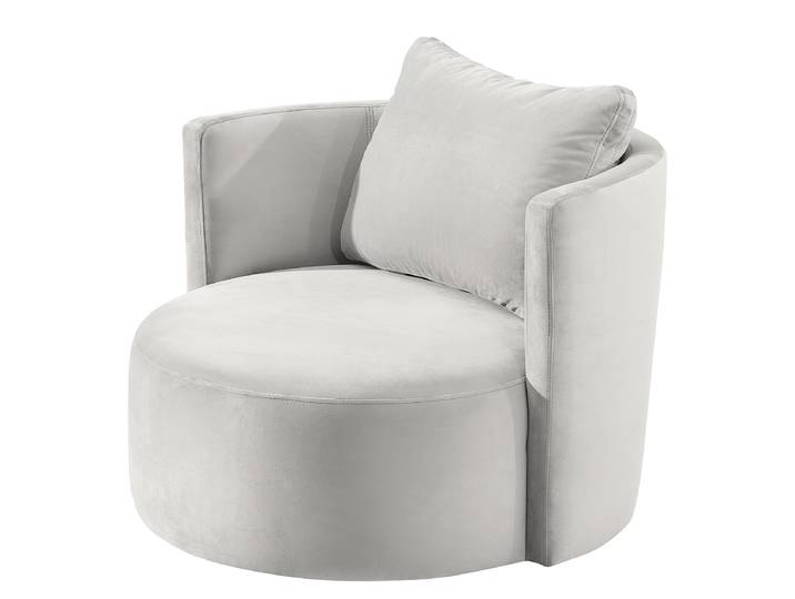 Fauteuil XXL Timboan Gris/Argenté Velours Blonda 95 x 77 x 95cm