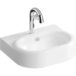 Liquid Waschtisch 60 cm mit Hahnloch mit Überlaufloch Weiß Hochglanz mit Oberflächenveredelung Clean