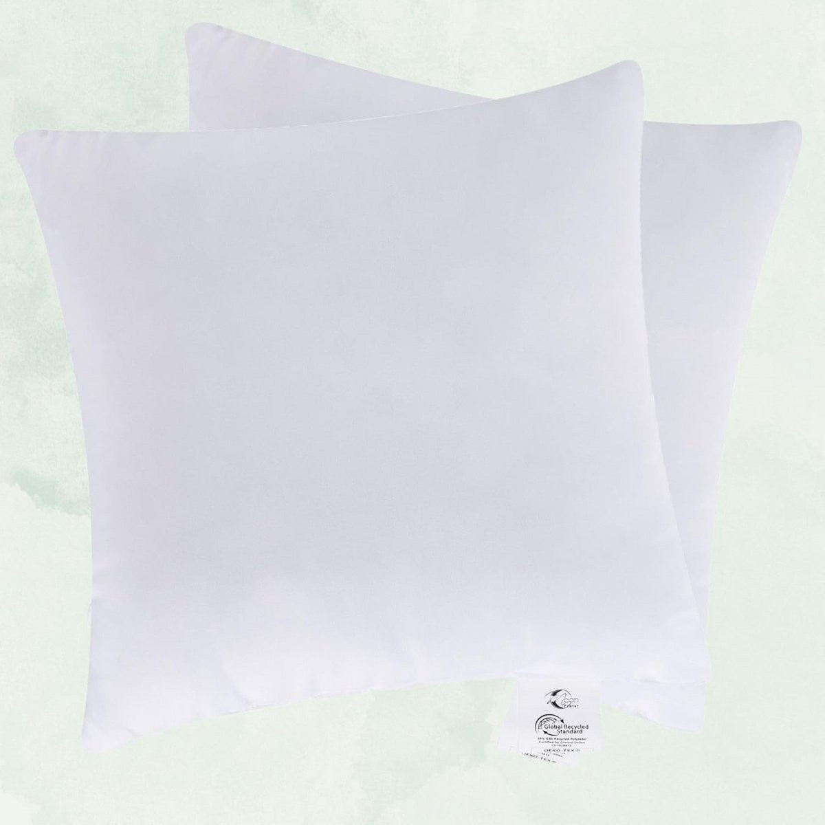 Set van 2 witte decoratieve vulkussens met extra stevige vulling, 40 x 40 cm