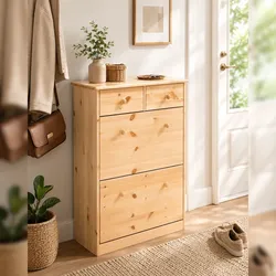 Erst-Holz 90.50-188 Schuhregal Schuhkipper Kiefer natur 2 Schubläden, 2 Kipptüren