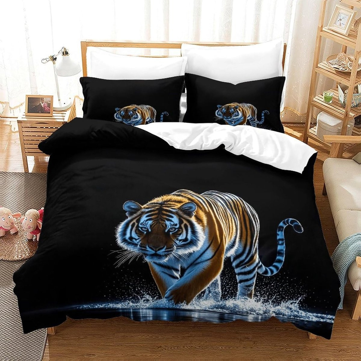 Dekbedovertrek Set Tijger - Zwart - 200x200 cm