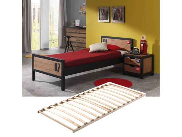 TCHAD - Ensemble Lit 90x200cm avec Sommier + Chevet