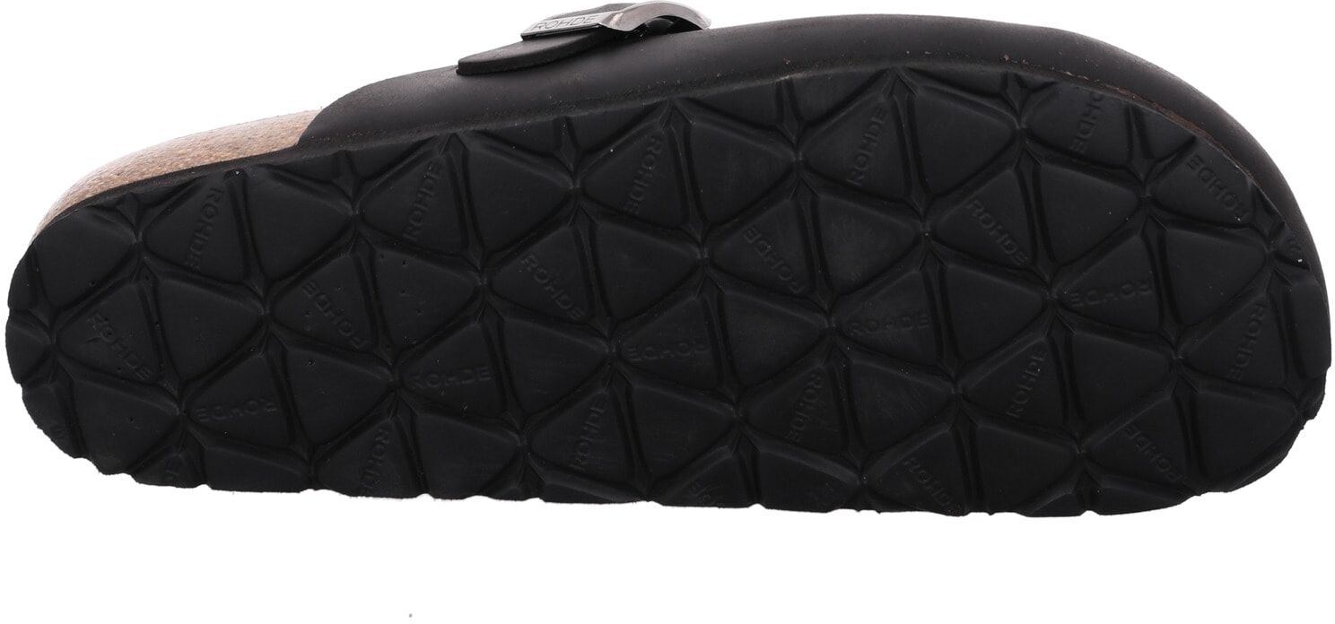 Clog ROHDE "Grado", Herren, Gr. 40, Leder, schwarz, Basic, Schuhe Clog, Pantoffel, Hausschuh, Wohlfühlschuh mit Schnalle