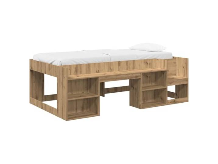 PUGYNBK Kinderbett mit Aufbewahrung, Eiche, 80 x 200 cm Robustes Holz, integrierte Fächer, modernes Design, einfache Montage, einfache Pflege