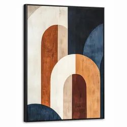 LEINWAND Bilder mit Rahmen - Abstrakt - Formen - Dunkelblau - 60x80