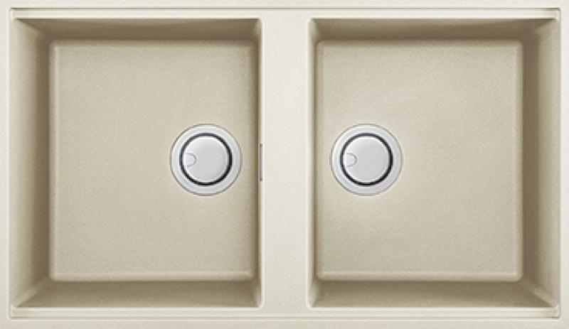Elleci LGB45062BSO, Unterbauspüle, Rechteckig, Granitek, Beige, 2 Becken, Rechteckig