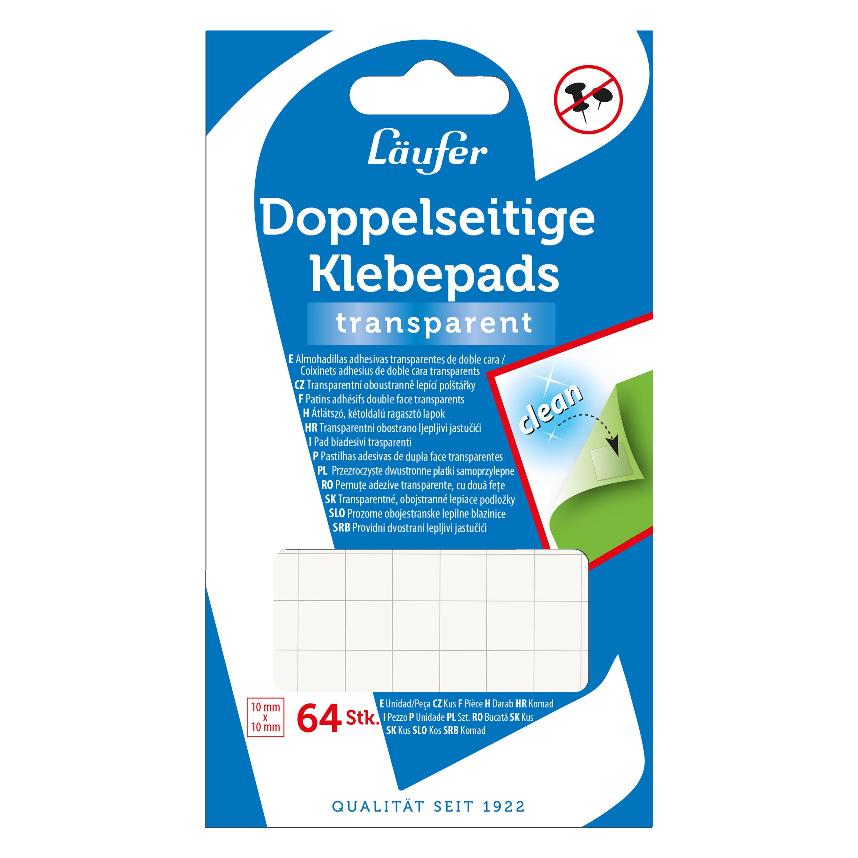 Läufer Klebepad Doppelseitig, 10 mm x 10 mm, 64 Stück (99150)