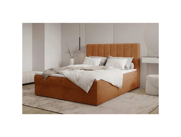 Livetastic Boxbett, Terracotta, Kunststoff, Masson-Kiefer,Masson-Kiefer, H2 + H3, Höhe ca. 20 cm, 160x200 cm, Bettkasten, gepolstertes Kopfteil, Stoffauswahl, Topper durchgehend, in verschiedenen Größen erhältlich, Schlafzimmer, Betten, Doppelbetten