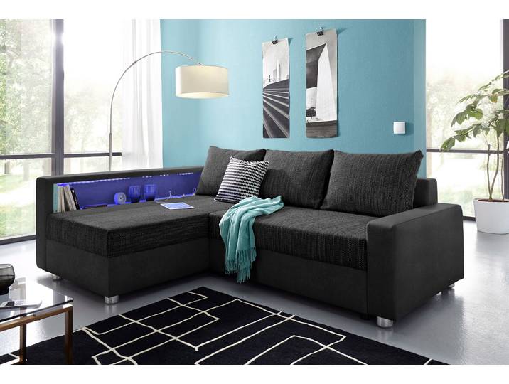 COLLECTION AB Relax L-Form, B: 223 cm Schlaffunktion, Bettkasten, Regal & 1 Zierkissen, optional Licht