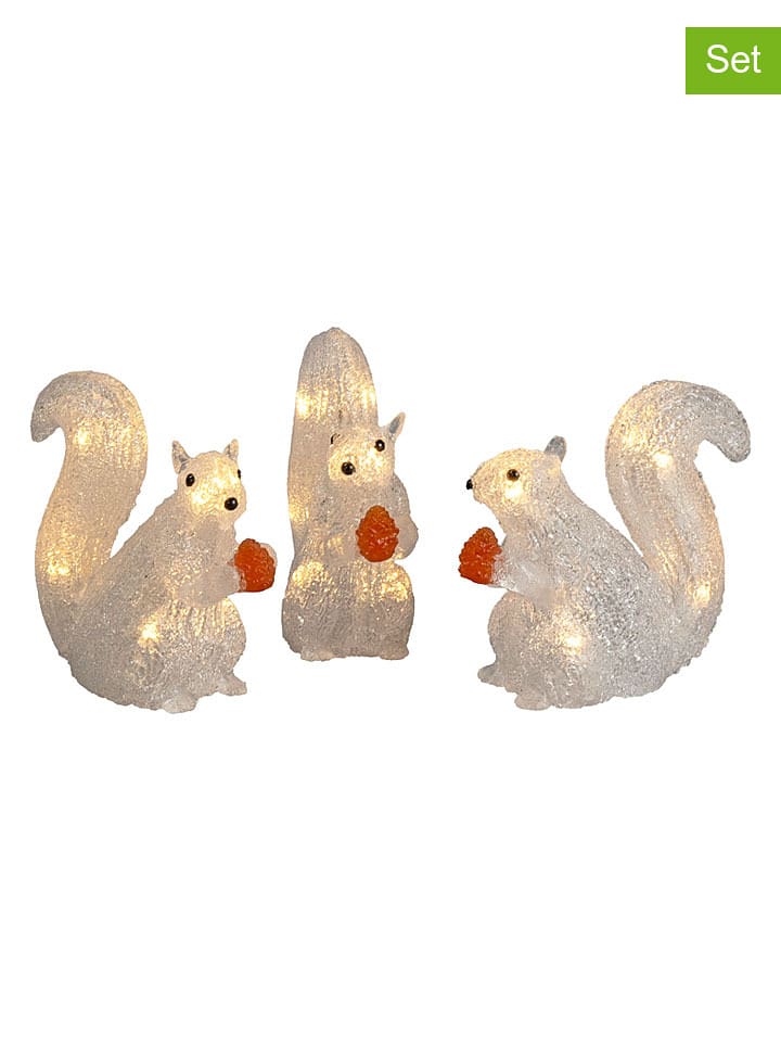 Konstsmide 3er-Set: LED-Dekoleuchten "Eichhörnchen" in Weiß - (H)10 cm - onesize