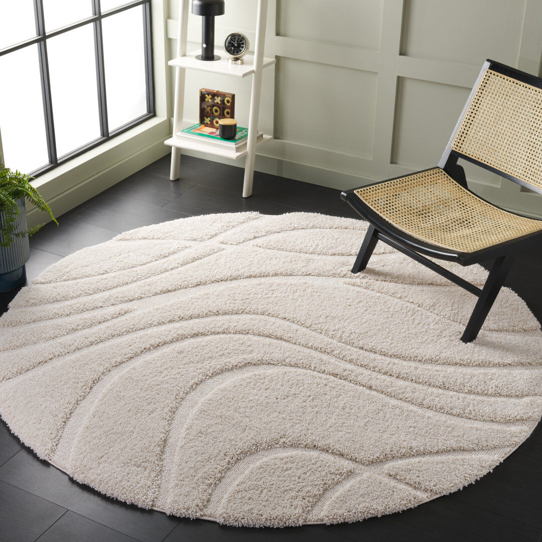 Blue Elephant Florda Shag Area Rug Beige Round 201 cm