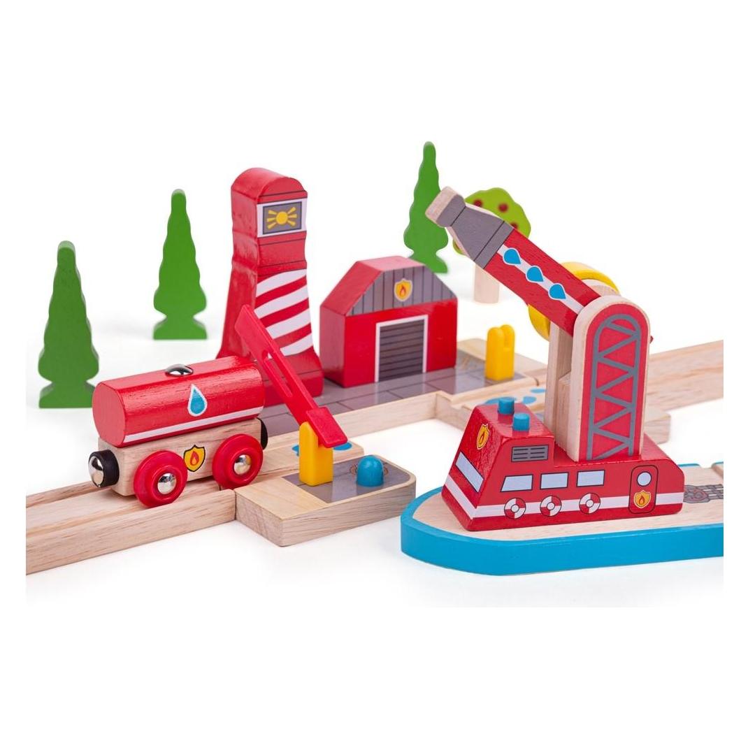 Bigjigs Hölzerne Schienen-Feuer-Port (BJT261)