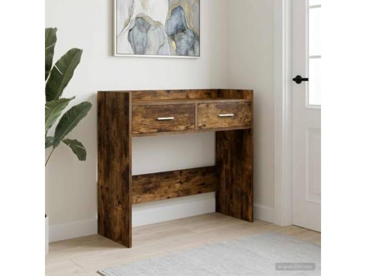 ZXQVLMRS Konsolentisch, Flurtisch mit 2 Schubladen, Holzwerkstoff, Braun Schlankes Design, Robuste Ablagefläche, Einfache Montage, Viel Stauraum