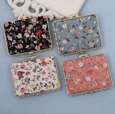 Inspire Curations Vintage Floral Double Sided Pocket Makeup Mirror square random