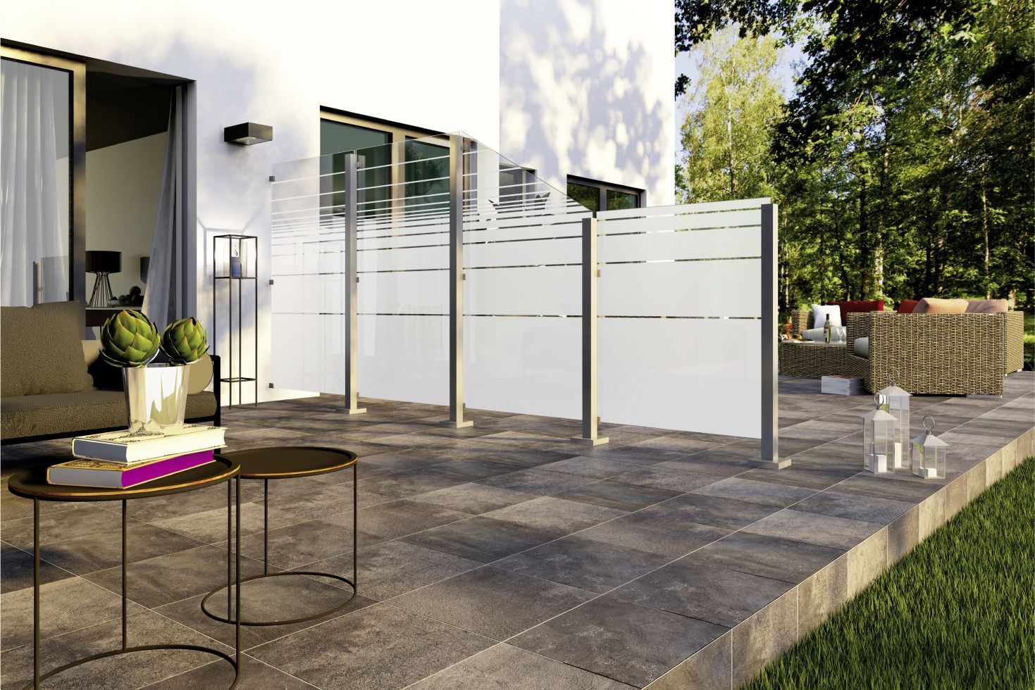 Ambiente Glaszaun Dekor 81 120 x 120 cm gehärtetes 8 mm Glas