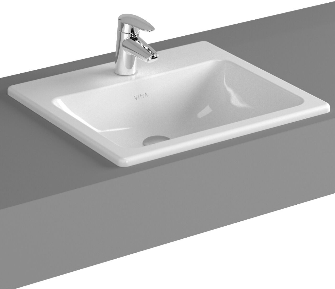 VitrA Einbauwaschtisch VitrA S20 500 x, 450 mm 1 Hahnloch mittig weiss, 5464B003-0001 5464B003-0001